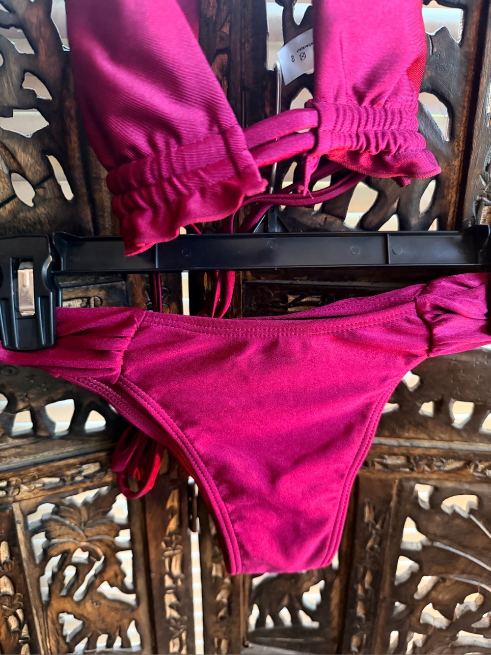 Maroon Tie-Side Bikini Set